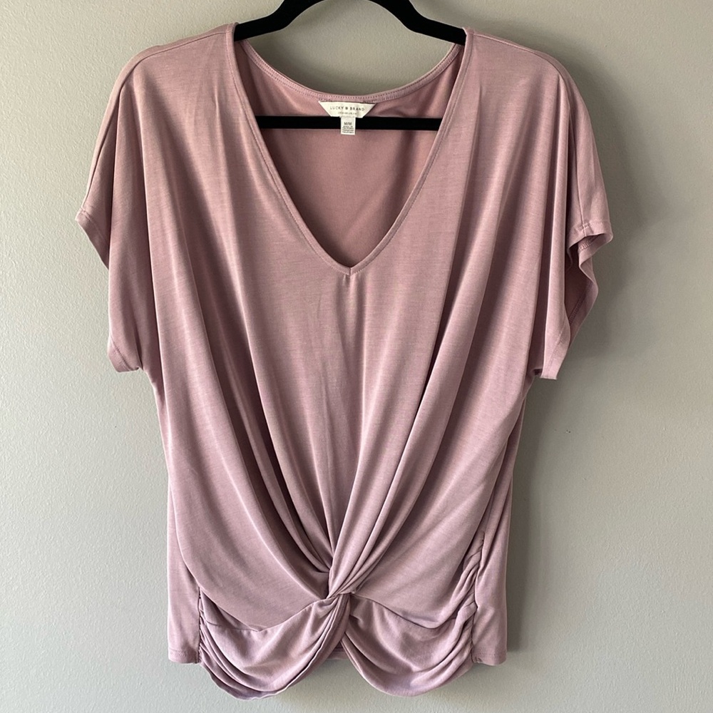 NWOT - Lucky Brand mauve pink ruched short sleeve top